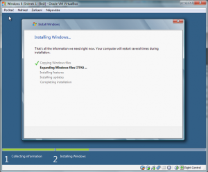 3. Ilustrace: Probíhající instalace Windows 8